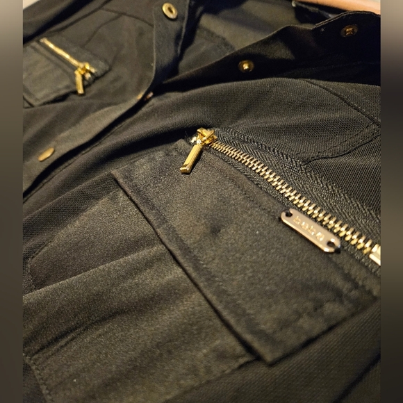 Bebe Black Button-Up Blouse with Gold Accents - Picture 3 of 5